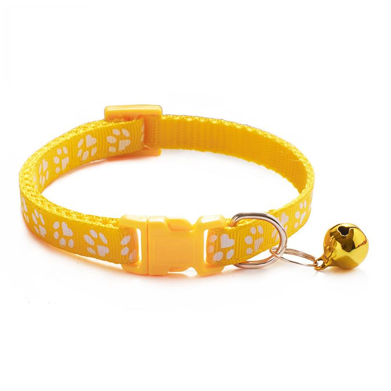Premium Haustier Katze Glocken Halsband Hundeprint Katzenhalsband Mehrere Farben Optional Halsband Ring Katzenseil Halsband Zubehör Elegant S gelb