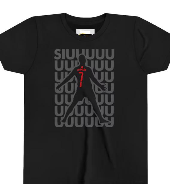 Neues T-Shirt Unisex Cristiano Ronaldo SIUUUU Kinder-T-Shirt Personalisiert Fußball. M gray