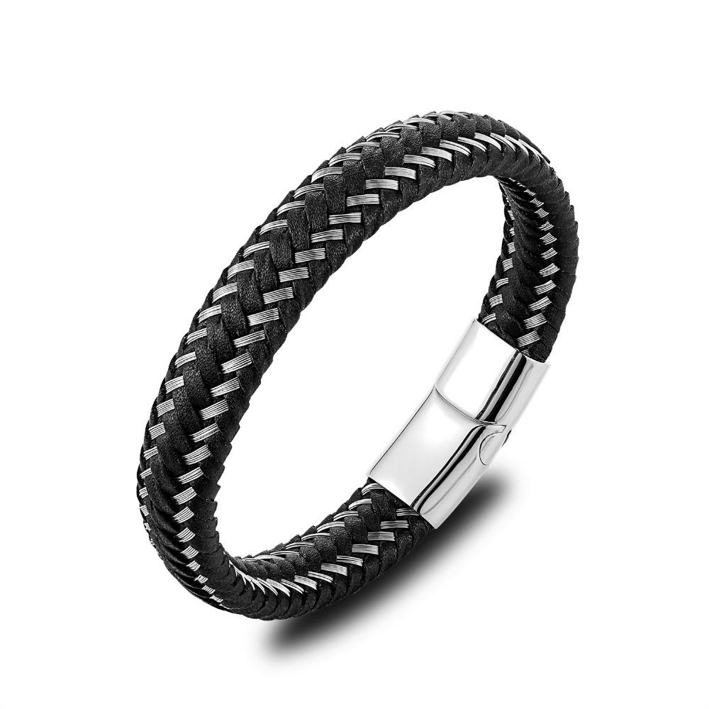 Heißer Verkauf Modisches Lederarmband für Herren Seil Geflochtenes Armband Personalisiert gray