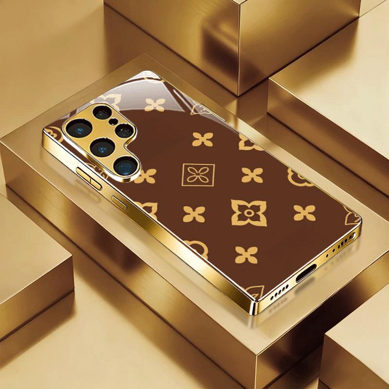 Luxus Monogramm Muster Handyhülle s26 ultra Hülle s25 ultra Hülle Glas für Samsung Galaxy S26 S25 S24 S23 S22FE Ultra Plus For Galaxy S24