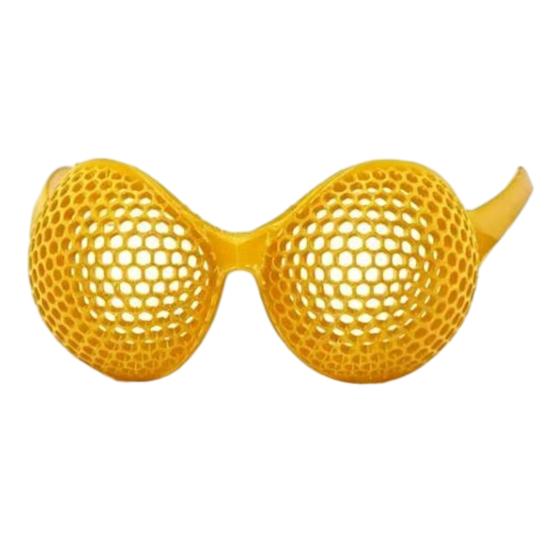 3D-gedruckte Insektenaugen-Brille, Verstellbare Brille, Hilft beim Augentraining Fokus-Brille, Lustige Brille für Teenager Erwachsene Halloween Party Scherzgeschenk Kid gelb