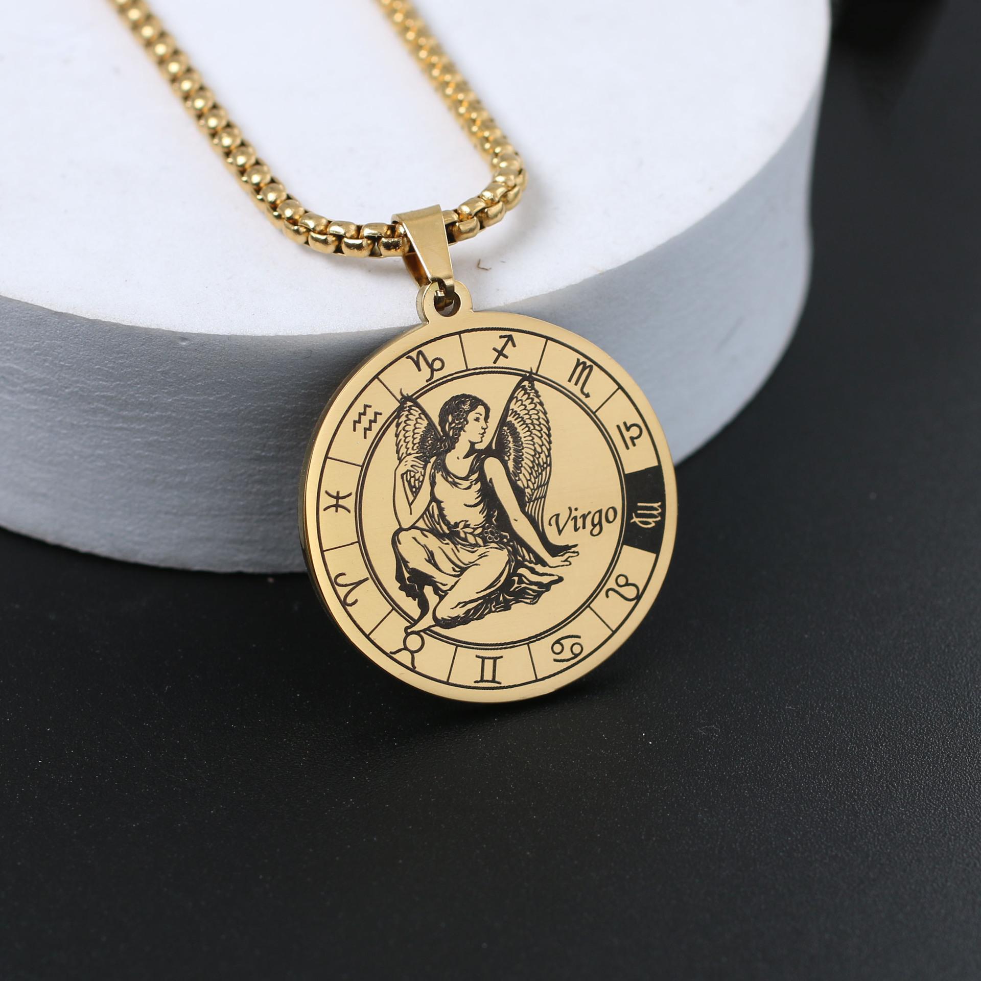 Sternzeichen-Halskette für Männer und Frauen, zum besten Freund, Erkennungsmarken, Geburtstagsgeschenk, 12 Sternbilder, Halskette, Anhänger, Paar, Schmuck, Geschenk Virgo gold