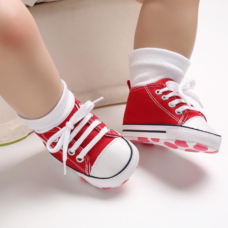 Frühling Herbst Leinwand Kleinkind Baby Schuhe Erste Wanderer Baby Sneaker Neugeborenen Baby Mokassins Krippe Schuhe 0-6m rot