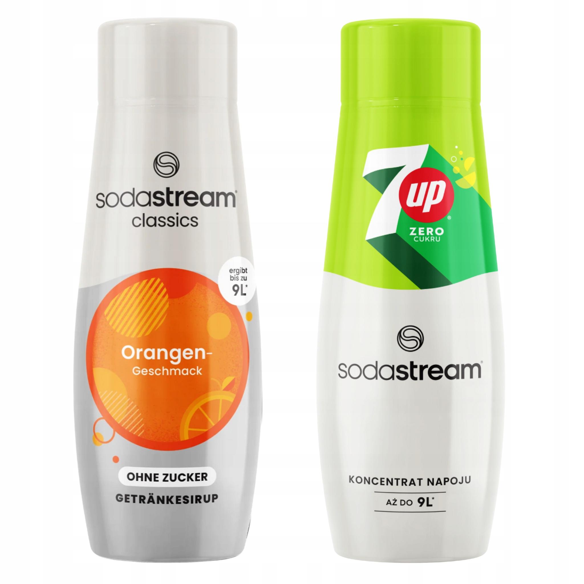 SodaStream Orange Zero Sirup Zuckerfreies Orangenkonzentrat + 7UP ZERO