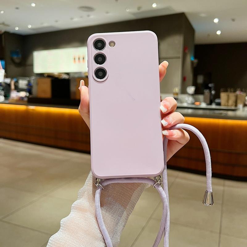 Lanyard-Kettenriemen-Hülle für Samsung S25 Ultra S24 S23 Plus S22 S21 Plus A56 A36 A16 A06 A55 A35 A15 A25 A52 Lanyard-Halsketten-Seilabdeckung Samsung S23 Plus licht lila