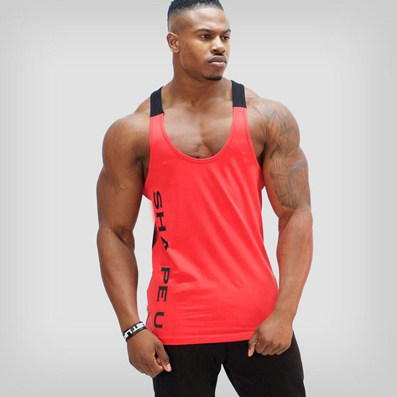 Männer Fitness Tank Top Gym Muskel Bodybuilding Sport Workout Weste T Shirt Pullover M rot
