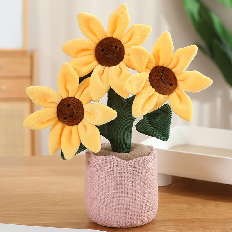 Lächeln Sonnenblume Puppe Plüschtier Sonnenblume Topf Puppe Heimdekoration Ornament Stoffpuppe 32cm rosa