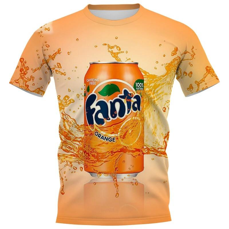 Mode Cooles Gelbes T-Shirt Fanta Getränk Bier 3D Gedruckter Stil Lässig Schnelltrocknendes T-Shirt Rundhals Herren Tops 3XL