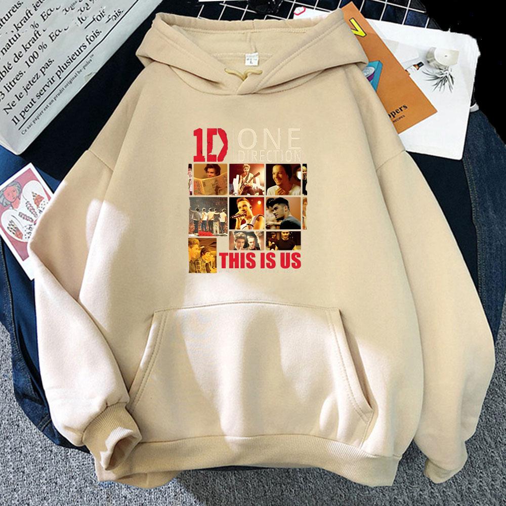 One Directions Band Hoodie Langarm Punk Sweatshirt Retro für Herbst/Winter Kleidung Hip Hop Musik Pullover XS khaki