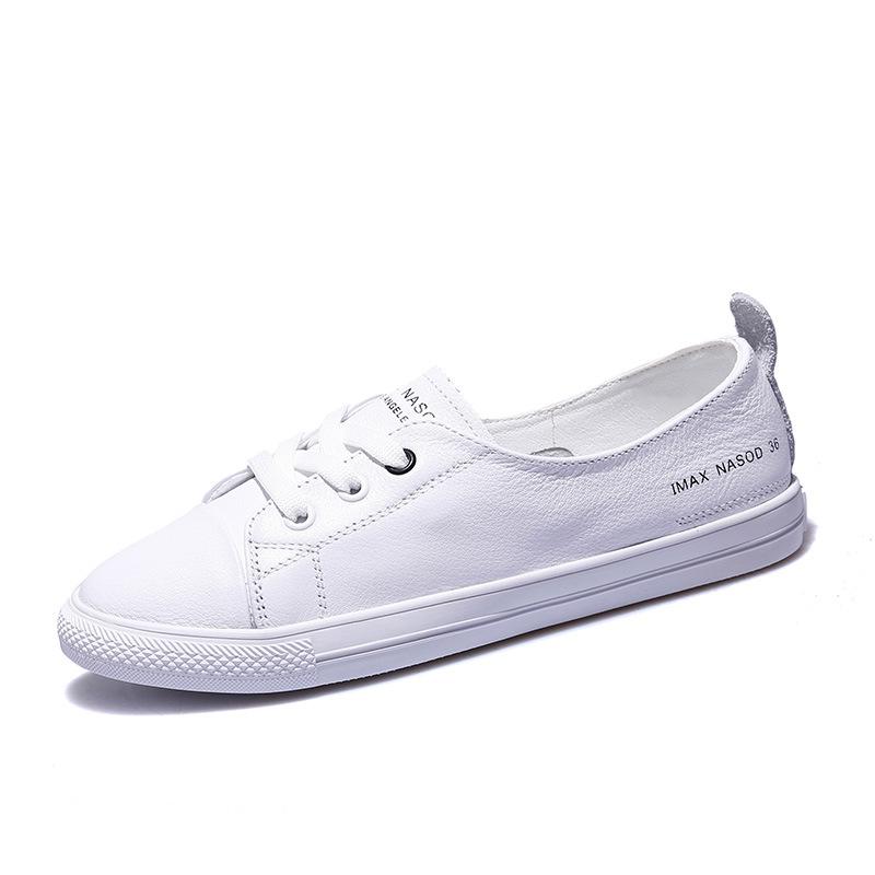 Damen Echtleder Sneaker Damen Lässig Modische Sportschuhe Vulkanisierte Damen Sommer Flache Schuhe Damen Weiß Schnürungwg72 35