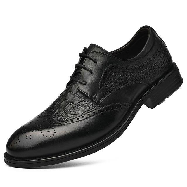 Echtes Leder Herren Klassische Brogue Schuhe Herren Vintage Business Design Büroschuhe Herren Oxfords Luxus Herren Freizeitschuhe 43 schwarz