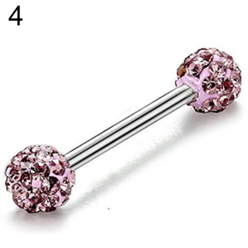Neue 1/4 Stücke Strass Runde Kugel Zunge Nase Stud Nippel Lip Piercing Frauen Schmuck Life Store rosa