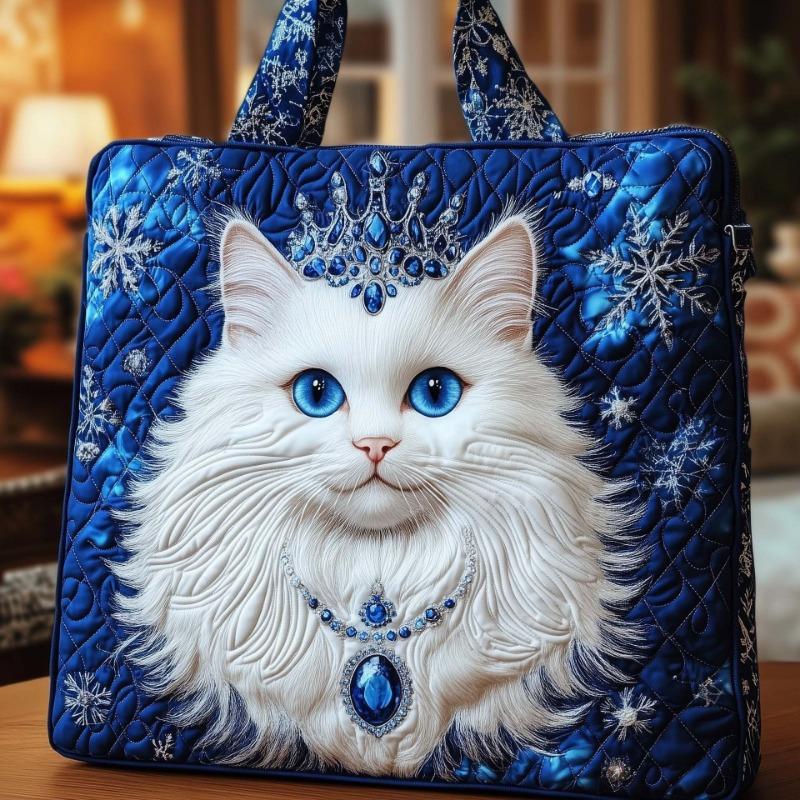 Neue Katzen-Serie Digitaldruck Mode Beliebte Tragetasche Gesteppte Umhänge-Tragetasche Langlebige Lässige Handtasche für Reisen Einkaufen Täglichen Weg zur Arbeit 34x40x10cm white