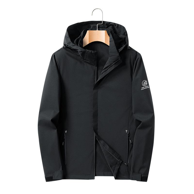 Herbst Neue Casual Winddicht Mit Kapuze Jacke Jacke herren Outdoor Mantel Jacke herren Einteiler 3XL schwarz