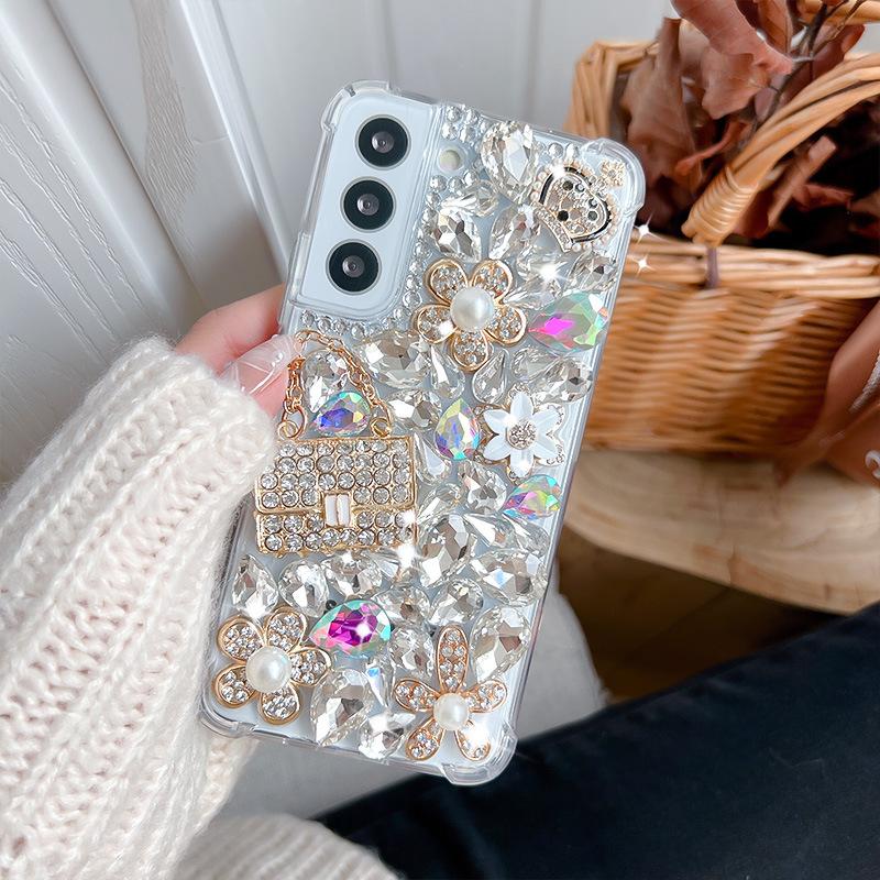 Luxus Bling Strass Hülle für Samsung Galaxy S23 S22 Ultra S21 Plus S20 FE A14 A34 A54 A13 A33 A23 A53 A32 A42 A52 A72 A22 A51 A12 Diamant Abdeckung samsung A71 4G violett