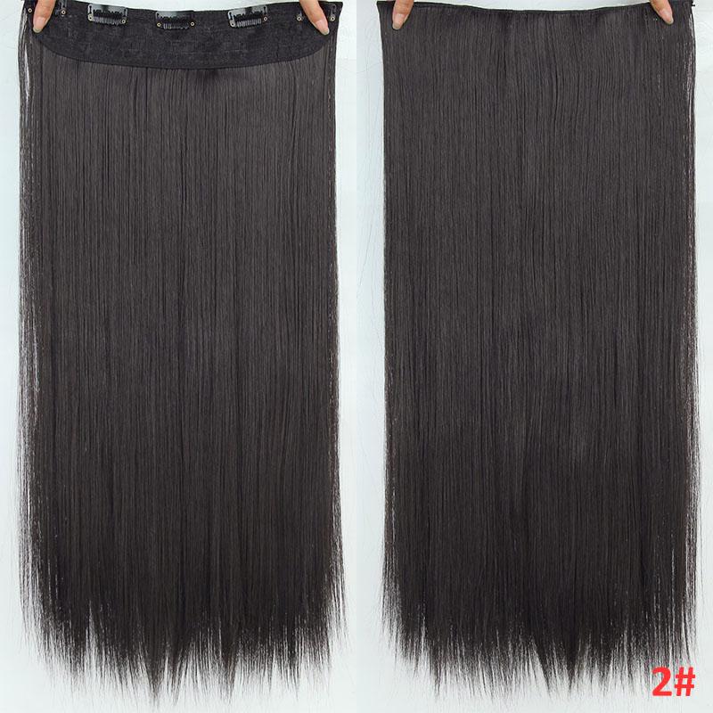 22linch Damen Mädchen lange gerade Perücke Clip Mode Cosplay Perücken Clips Haarverlängerungen 2