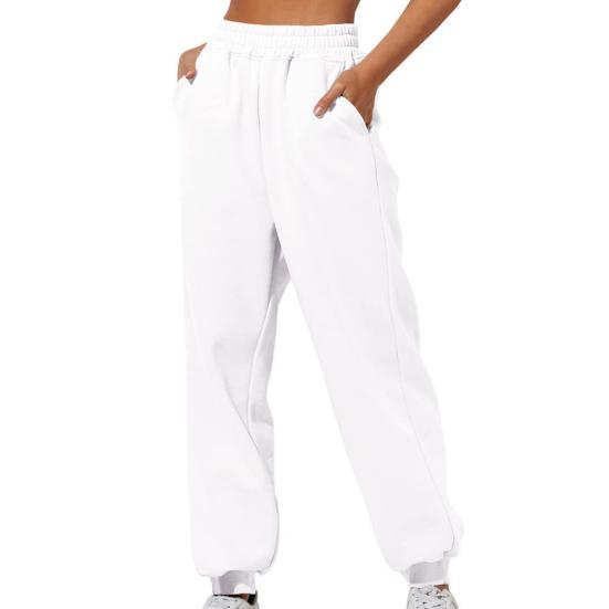 Frühling und Herbst Damen Hosen Hohe Elastische Taille Einfarbig Casual Hosen Weiche Warme Taschen Lose Frühling Herbst Jogginghose Jogginghose XXXL weiß