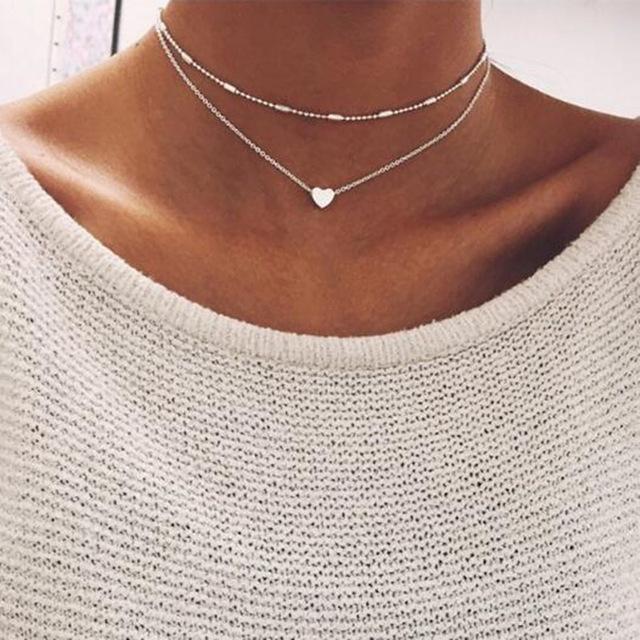 Kompakte herzförmige Halskette für Damen, kurze Kette, herzförmiger Stern-Anhänger, Halskette, Geschenk, Boho-Kragen, Halsband-Halskette pe hellbraun