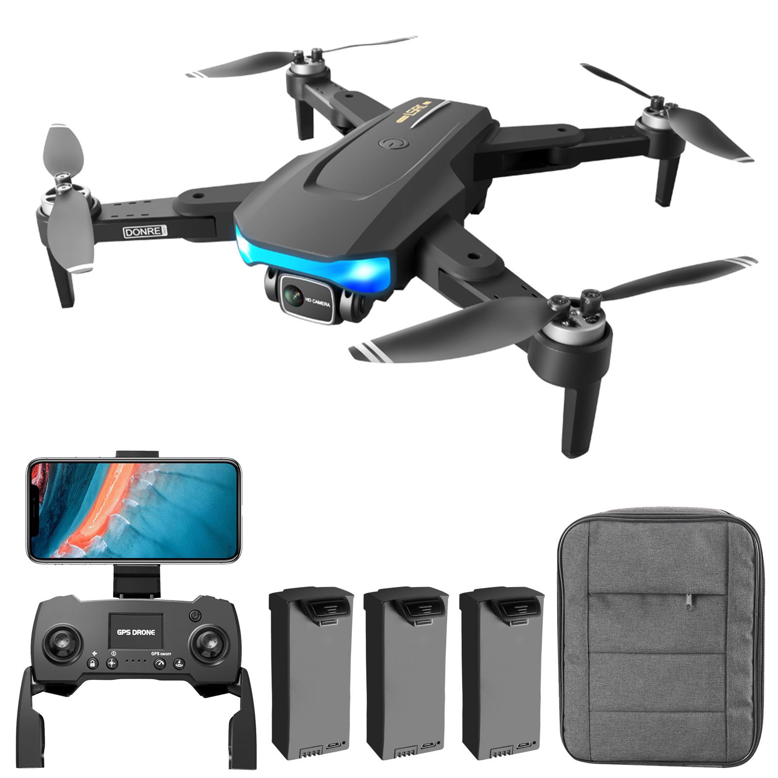 LS-38 GPS-RC-Drohne mit Kamera für Erwachsene, RC-Drohne mit 6K-Kamera, EIS Anti-Shake-Gimbal, bürstenlos 3 batteries schwarz