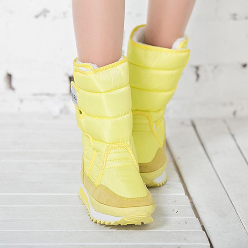Mode Heiße Schnelle Lieferung Frauen Stiefel Mode Warme Schuhe Frau Wasserdichte Winter Stiefel Frauen Bunte Plus Samt Schnee Boot Damen schuhe 7 gelb