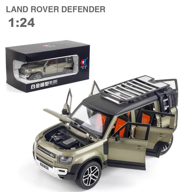 1/24 Rover Defender SUV Legierungsauto Modell Diecast & Spielzeugfahrzeuge Metallauto Modell Simulation Sound und Licht Kindergeschenk grün
