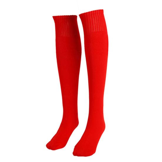 Unisex-Fußball, einfarbig, lange Socken, Sport, kniehoch, groß, Hockey, Fußball, Rugby, Stocks, Laufsocken rot