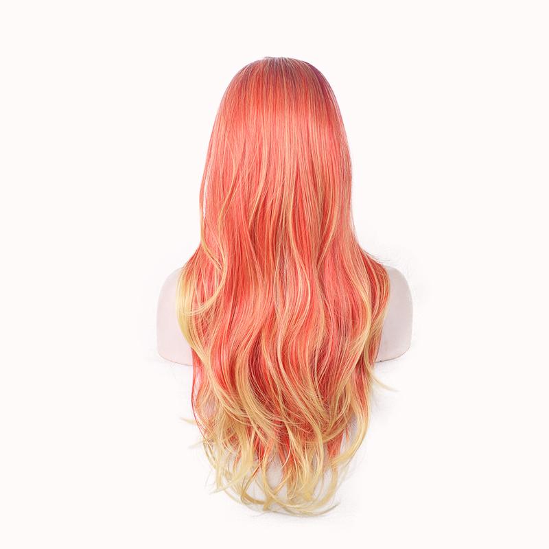 WoodFestival Kunsthaar-Cosplay-Perücke, grau, lange Perücken für Frauen, blond, rosa, rot, schwarz und weiß, grün, braun, blau, lila gefärbt 28inches brown