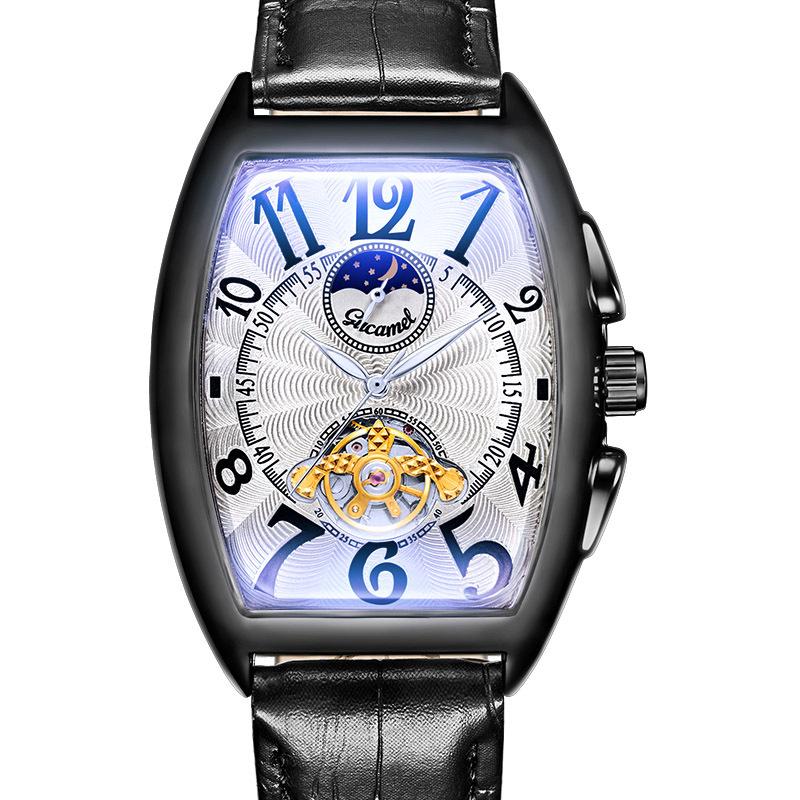 Neue Topmarke Herrenuhr Weinfass Mechanische Uhr Automatische Mechanische Uhr Tourbillon Sonne Mond Stern Herrenuhr
