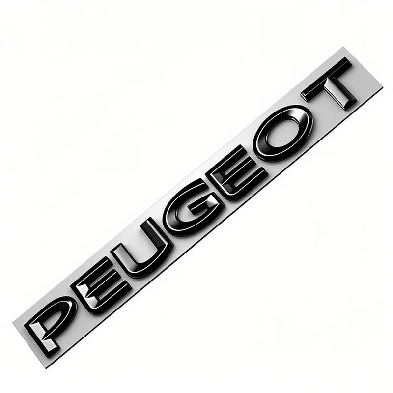 Autoaufkleber 2025 Heiß 1 Stück Auto Heckklappe 3D Emblem PEUGEOT Buchstabenaufkleber Zubehör für Peugeot 206 307 308 3008 207 208 407 4 schwarz