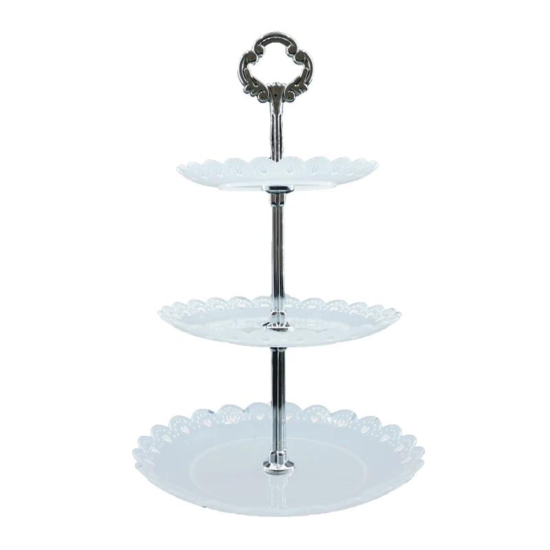 Europäischer dreischichtiger Tortenständer Hochzeitsfeier Desserttisch Süßigkeiten Obstteller Kuchen Selbsthilfe Display Home Tischdekoration Tabletts