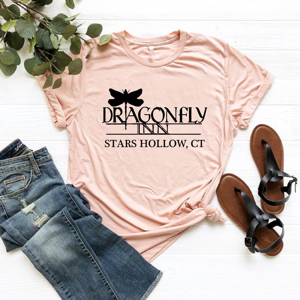 Dragonfly Inn Shirt Gilmore Girls TV Show inspiriertes T-Shirt Stars Hollow Graphic Tee Kurzarm T-Shirt M rosa