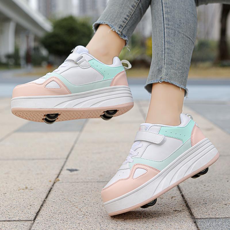 Kinder Runaway Schuhe Mädchen Skates Allrad-Rad-Schuhe Student Pulley Schuhe mit Rädern Jungen Flying Schuhe 38