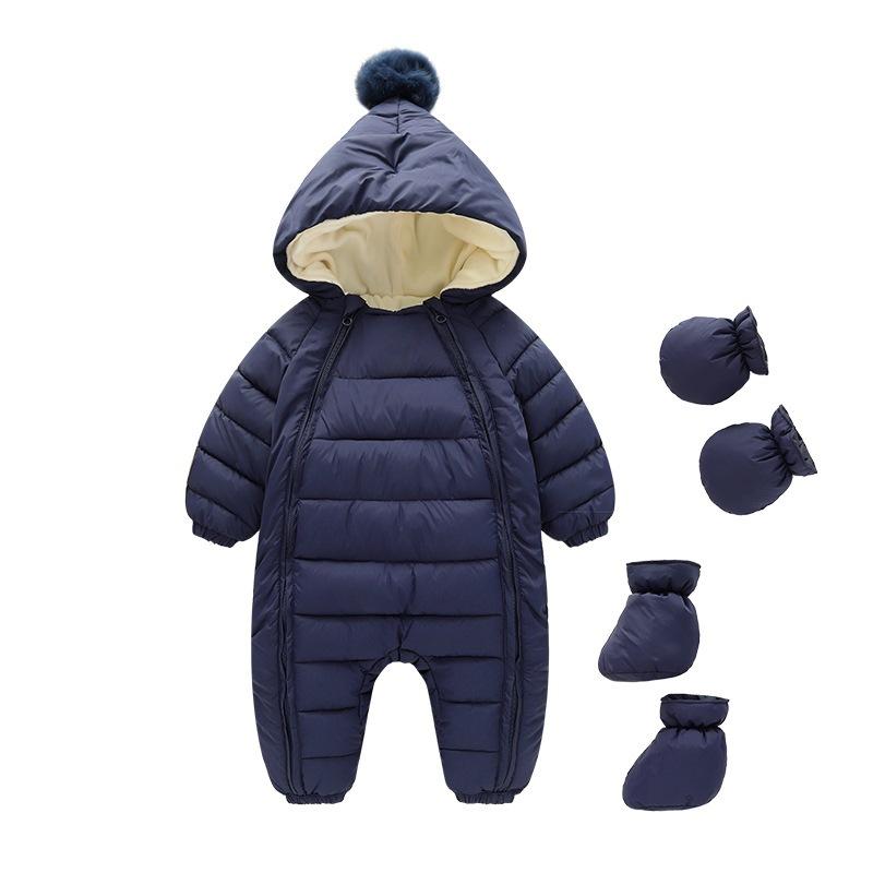 Baby-Kleidung Neugeborenen Baby-Overall Baby Herbst und Winter dicke Krabbelkleidung warme Daunen-Baumwolldecke Kleidung 70cm navy blau