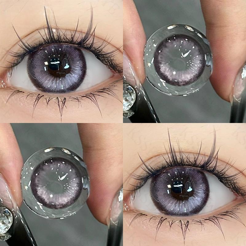 MillCreek Lila Kontaktlinsen mit Graduierung, 2 Stück (1 Paar) Weiche Linse, Augenkontakt, natürlich, 14,5 mm, 14,2 mm, jährliche Verwendung 0 violett