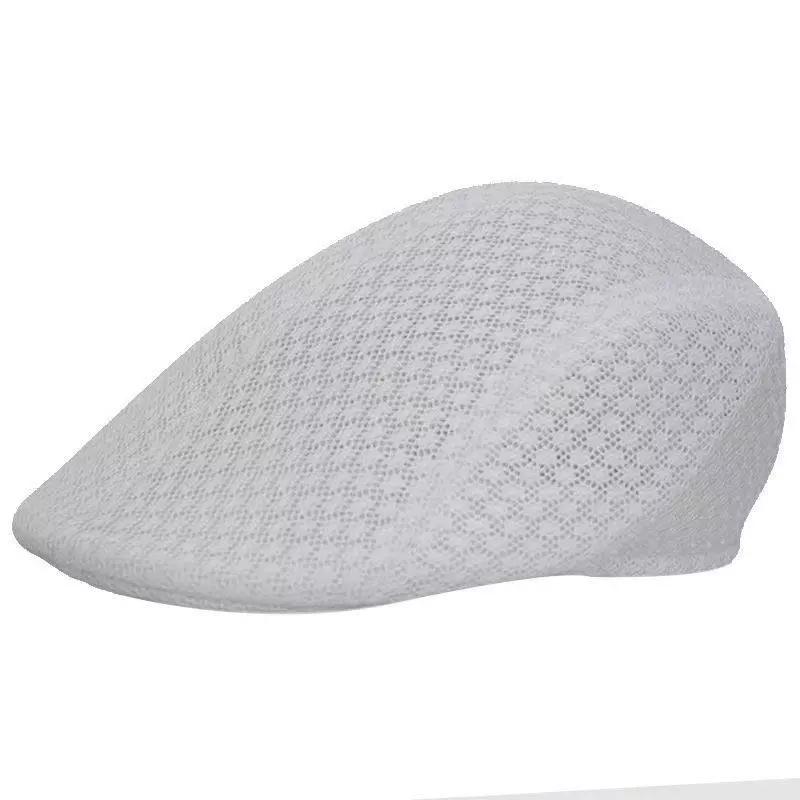 Frühling Sommer Mesh Berets Männer Frauen Atmungsaktive Newsboy Hut Touring Cap Unisex Outdoor Sport Sonnenhut Casual Golf Caps Taxi fahrer Hut Künstler Hüte weiß