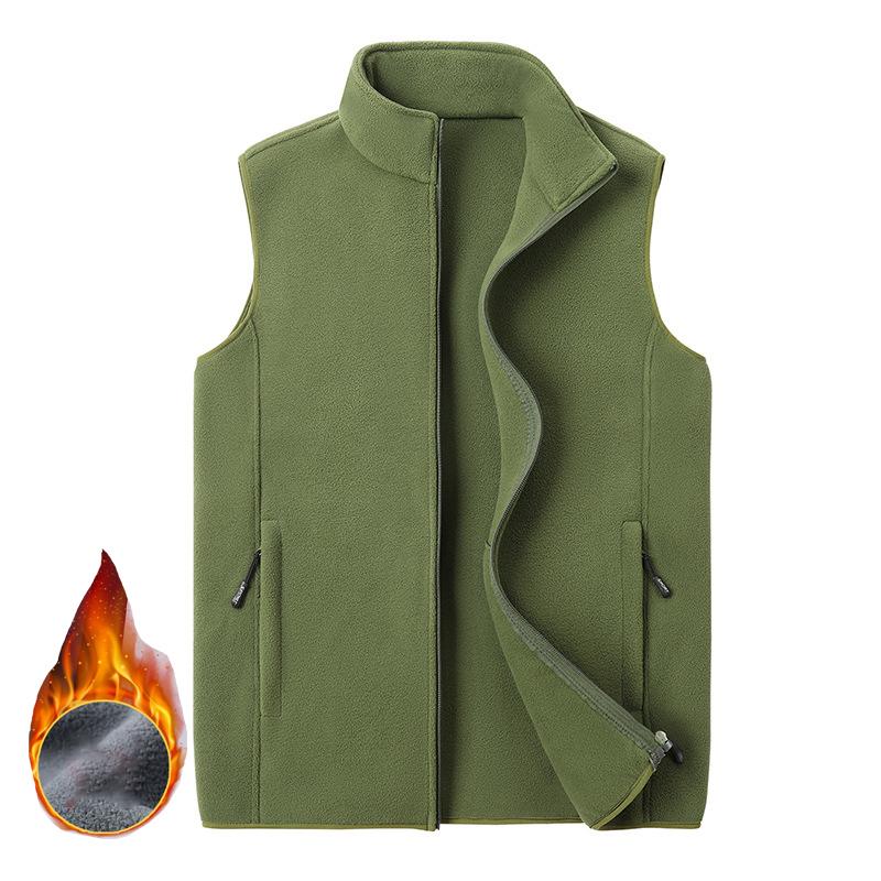 Große Größe 8XL Herbst- und Wintermode Einfarbige Weste Herren Große Größe Ärmellose Jacke Herrenweste Lockerer lässiger Sportmantel M armee grüne