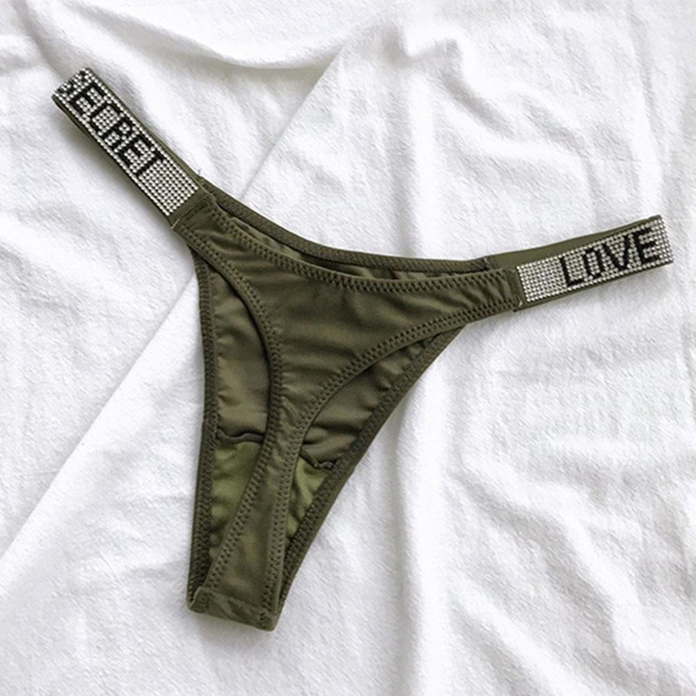 Frauen Sexy G-String Tanga Strass Damen Dessous Unterwäsche Fitness Unterwäsche L grün