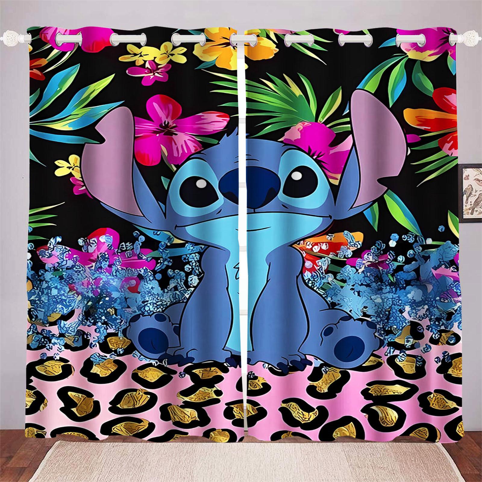 Stitch Cartoon Anime Staubdicht Balkon Bildschirm Vorhänge Für Wohnzimmer Schlafzimmer Blackout Vorhänge Polyester Hause 183x214