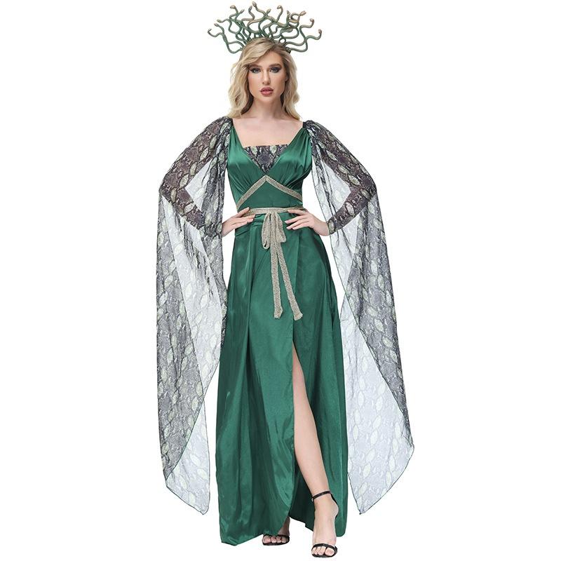 Erwachsene Frauen Göttin Antike Griechische Mythologie Body Medusa Schlange Gorgon Kleid Halloween Cosplay Kostüme Rollenspiel Outfit M