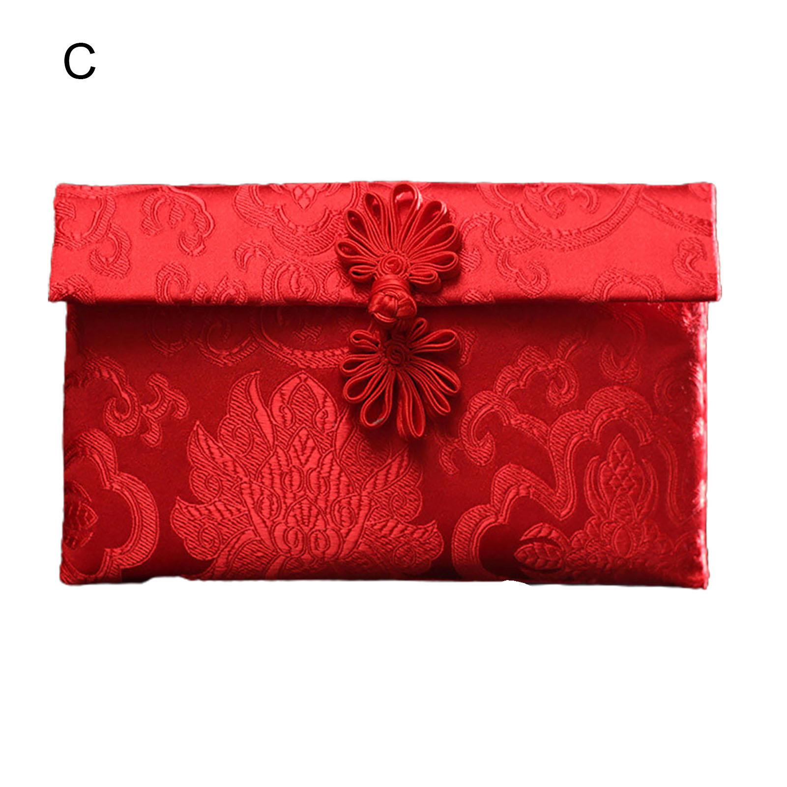 Roter Glücksumschlag, Geld-Stickerei-Stil, chinesisches Design, Tasche, Party, roter Umschlag C