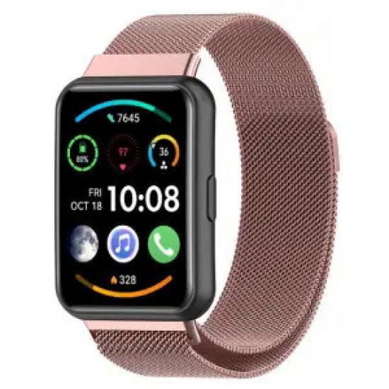 Magnetisches Loop-Band für das Huawei Watch Fit 2-Armband, Zubehör aus Edelstahl, Gürtelarmband für Huawei Watch Fit, Metallarmbänder For Huawei Fit rosa