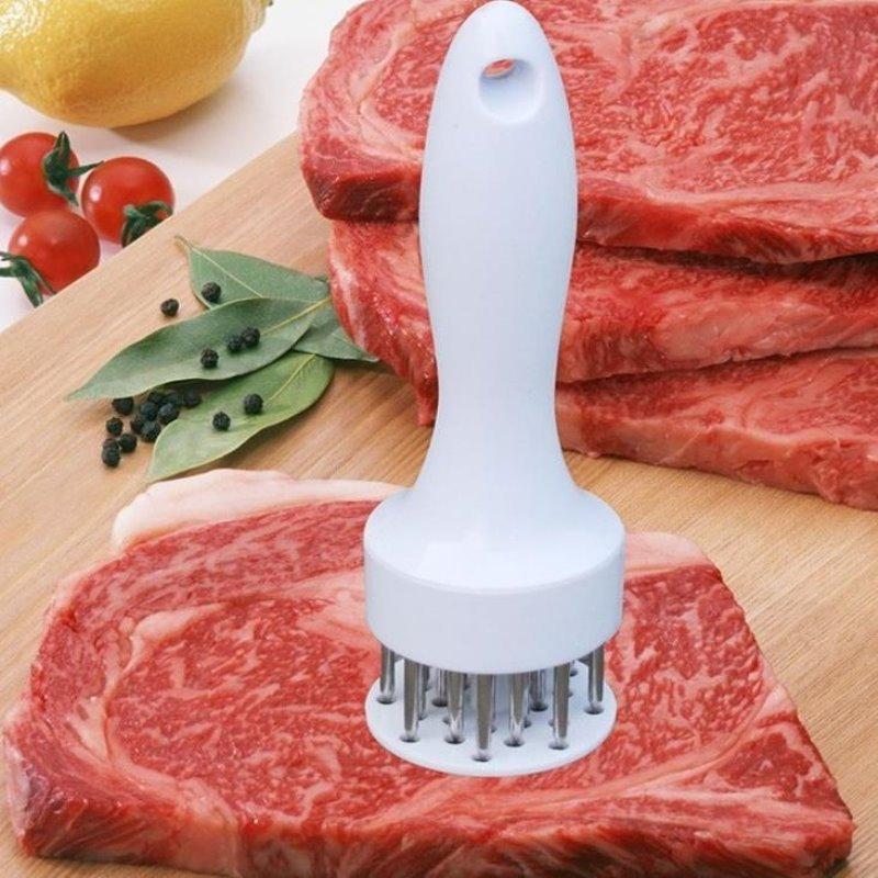Beruf Fleischklopfernadel für Steak, Schweinefleisch, Küchenwerkzeug mit 21 Stahlnadeln, loser Fleischhammer zum Kochen, Grillzubehör weiß