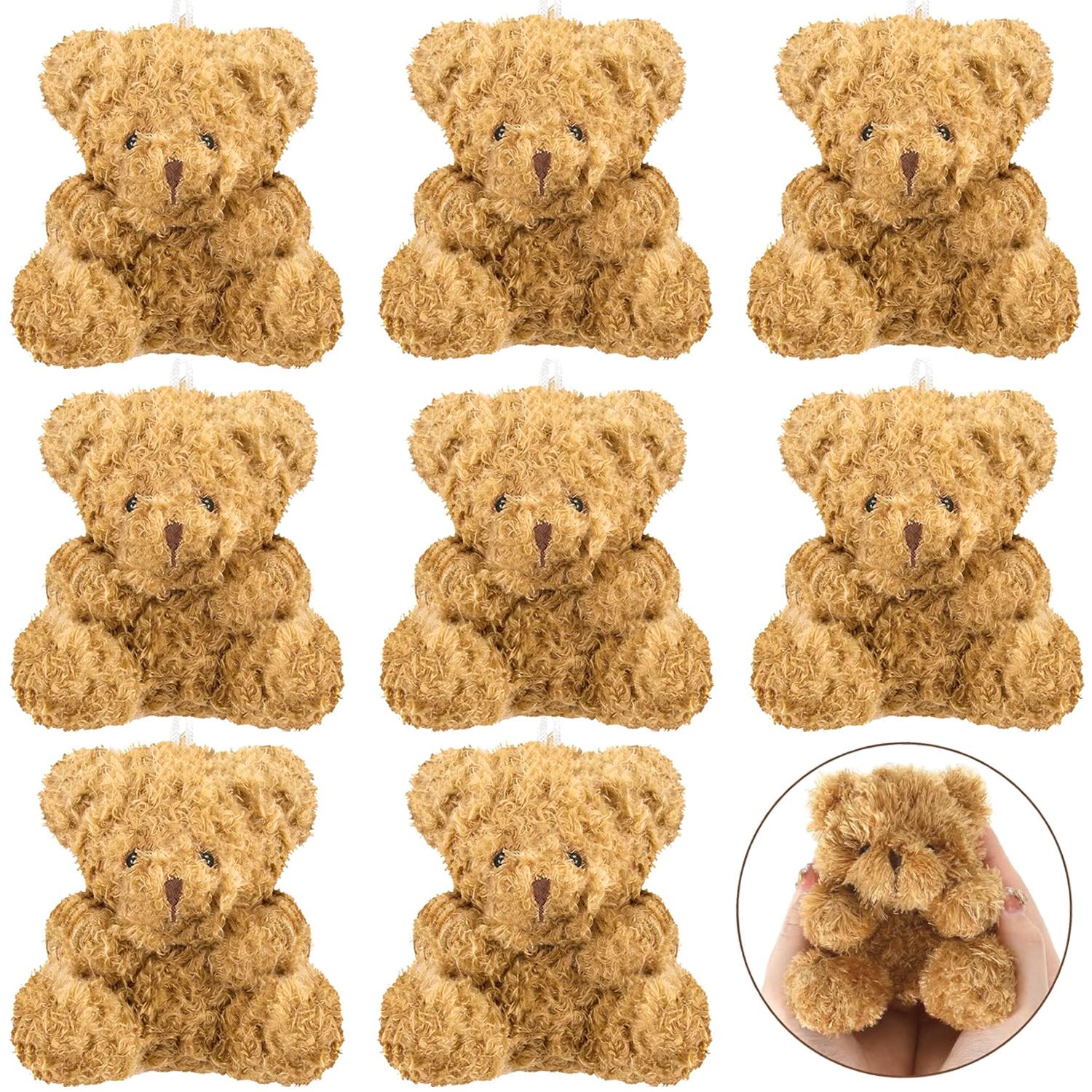 12-4s Mini-Plüschbären 4 Zoll Kleiner Bär Stofftier Spielzeug Winziger Flauschiger Bär Weicher Bär Plüschtier für Geburtstagsfeier Giveaways 48 PCS hellbraune