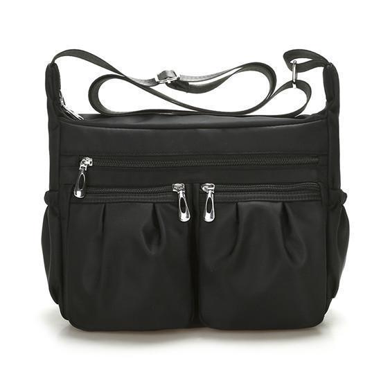 Neue Damenmode Umhängetaschen für Frauen Designer Wasserdichte Nylonhandtasche Reißverschluss Geldbörsen Messenger Umhängetasche 26*9*20cm schwarz