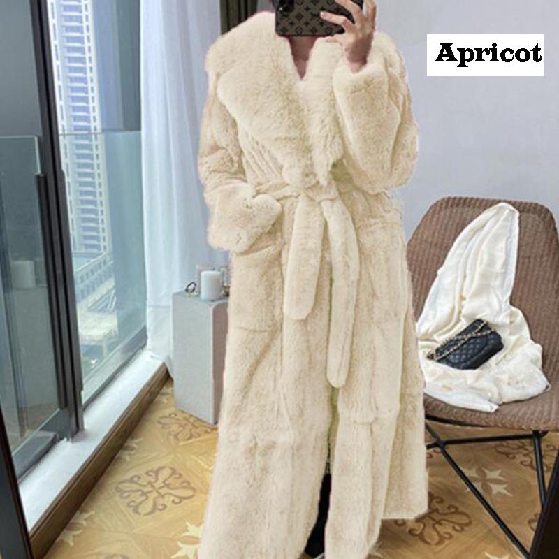 Winter Frauen Mode Mantel 9 Farbe Plus Größe Mantel Luxus Jacke Pelzmantel Damen Warme Mit Kapuze Mantel Outwear 5XL apricot