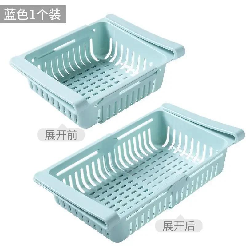 Kühlschrank Organizer Aufbewahrungsbox Kühlschrank Schublade Kunststoff Aufbewahrungsbehälter Regal Obst Ei Lebensmittel Aufbewahrungsbox Küchenzubehör 1PCS blau