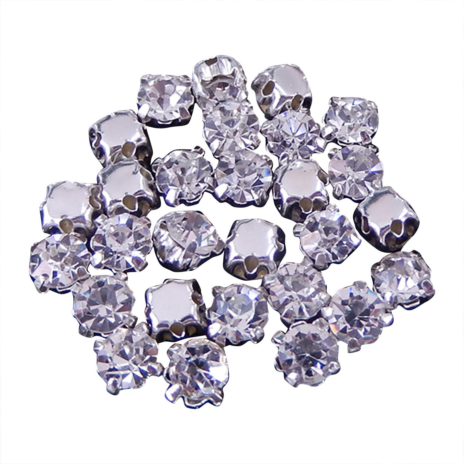 Runde Formen & Goldene Strasssteine zum Aufnähen mit Kristallglas Glitzer Strass für Brautkleid B
