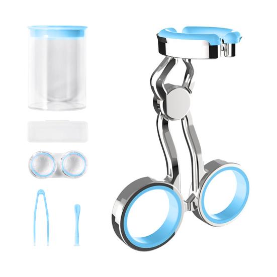 1 Set Kontaktlinsenhilfe Werkzeug zum Einsetzen und Entfernen von Kontaktlinsen Hochelastisches Silikon Mittelachsensteuerung Komfortabler Griff Kontaktlinsen-Kits blau