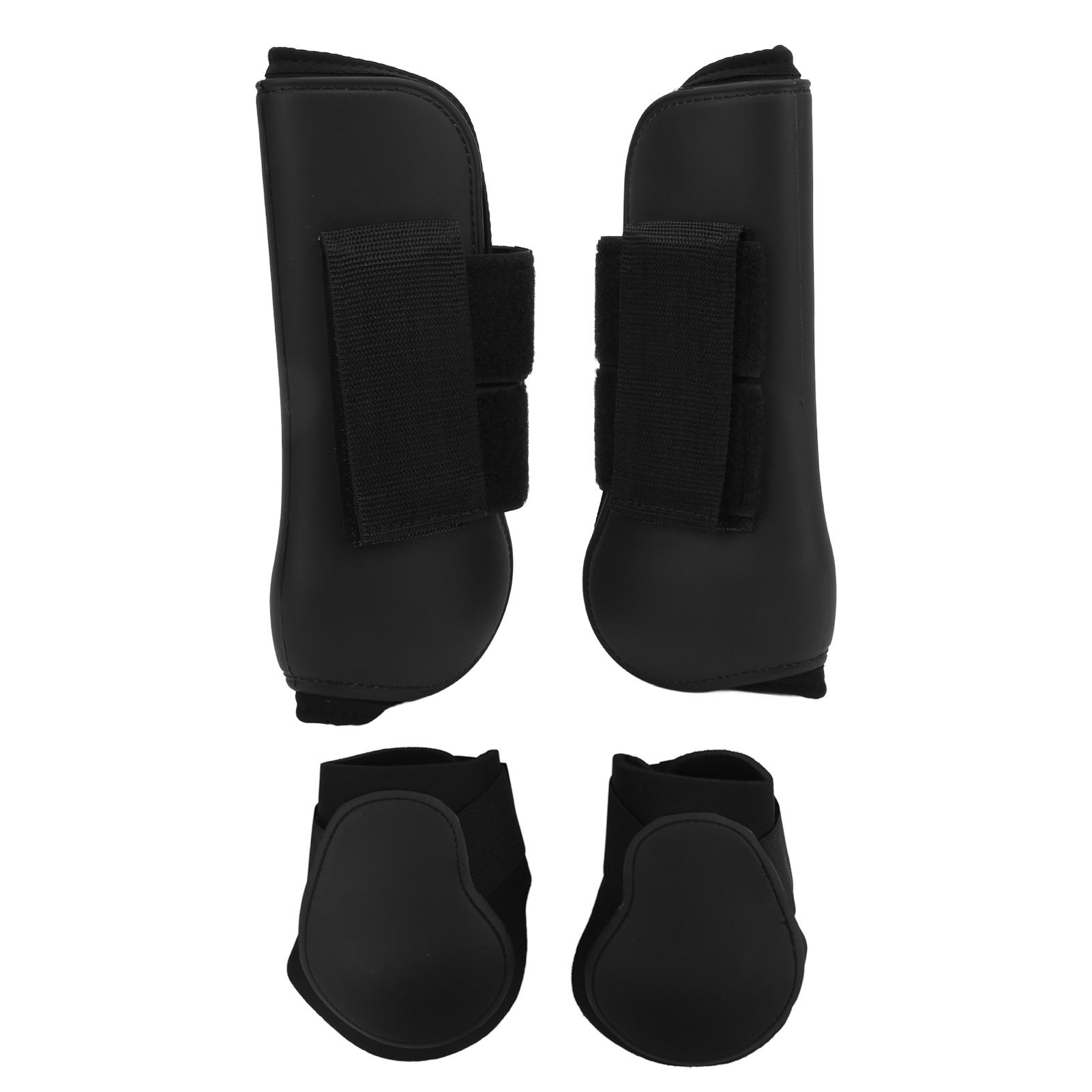 4Pcs Pferd Bein Stiefel Vorder-und Hinterbein Stiefel PU Pferd Sehne Klammer Schutz mit Dämpfung Innen Large