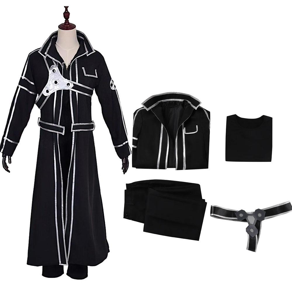 Sword Art Online Kirito Cosplay Kostüm Fancy Weihnachten Halloween Kirito SAO Kirigaya Kazuto Kostüme Hose Mantel Outfits für Erwachsene Männer XL